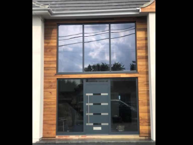 Front door with 2 wide sidelights & letter plate