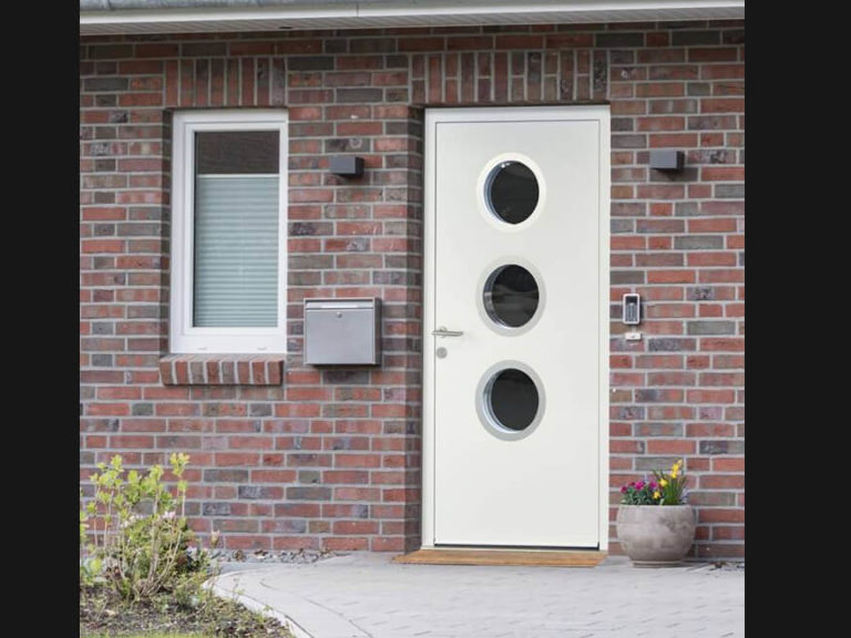 Front door with portholes