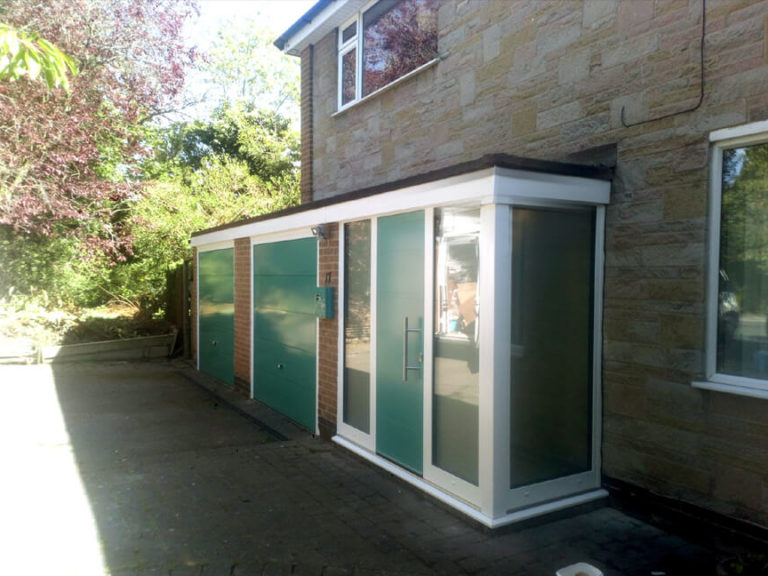 Entrance door with 3 sidelights & corner post