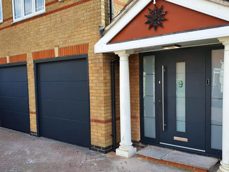 Front door with custom 'etched-effect' glazing and a letter-plate