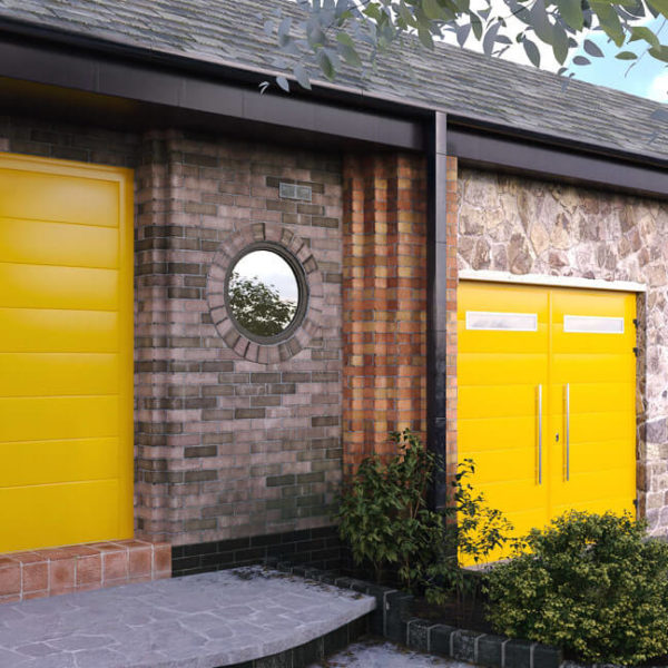 A pair of side-hinged doors matching with front door