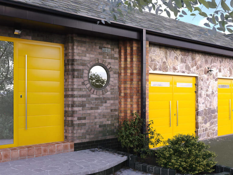 A pair of side-hinged doors matching with front door