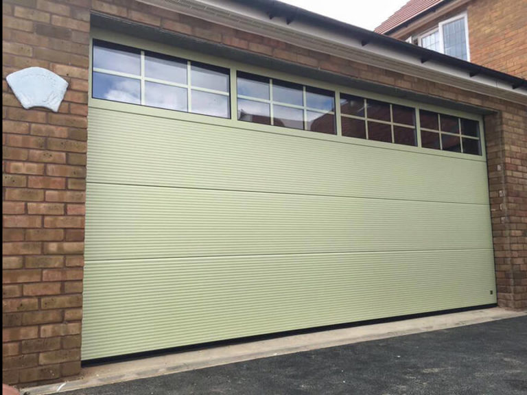 'Macrorib' design sectional garage door with glazing