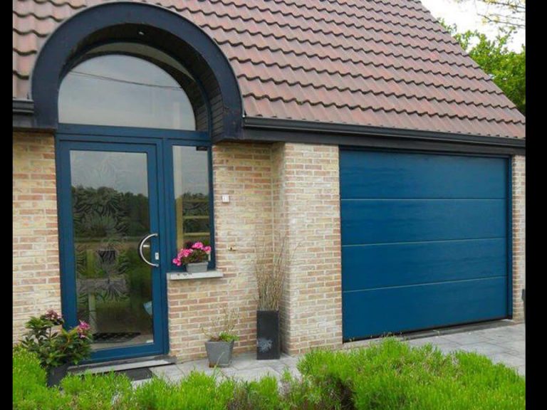 Garage door painted to match the front door