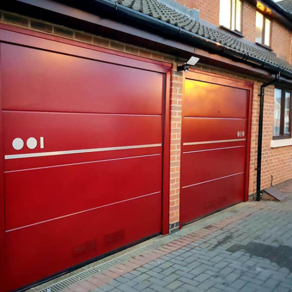 A pair of garage doors with binary numeration