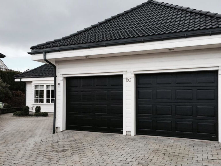 A pair of garage doors in 'Georgian' design