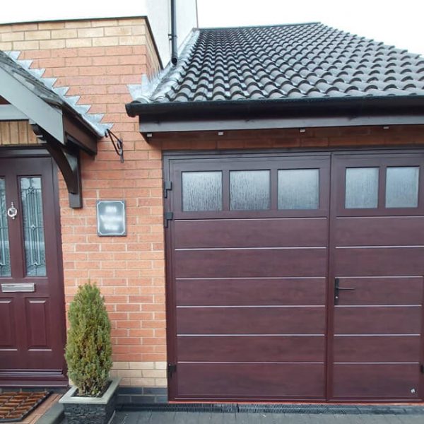 Side-Hinged Garage Door in Rosewood