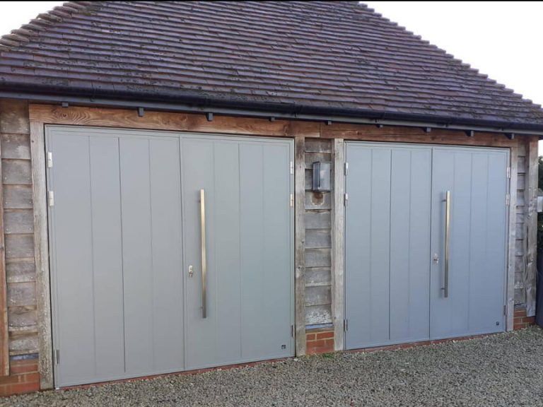 Side-Hinged Garage Doors with vertical layout & pull handles