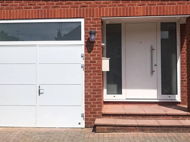 Side-Hinged Garage Door with transom and matching design