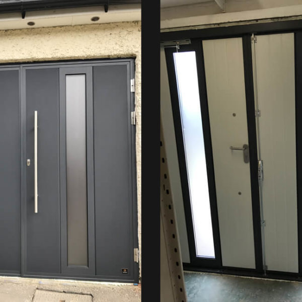 'Modern' design side hinged garage door