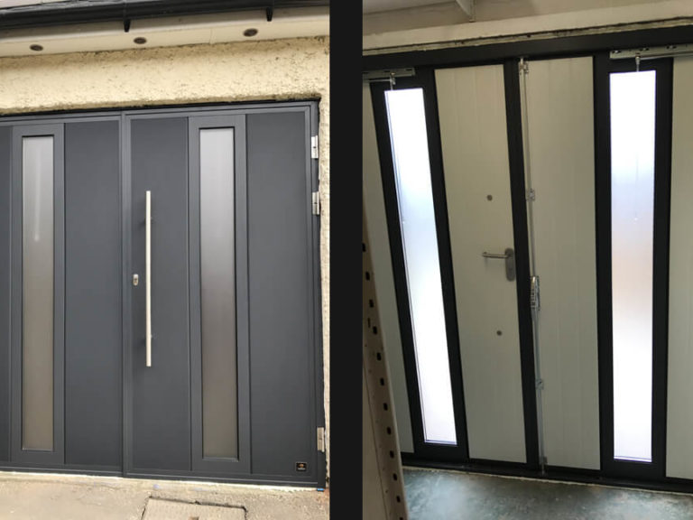 'Modern' design side hinged garage door