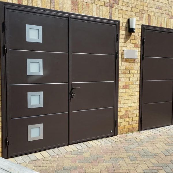 A pair of side hinged doors