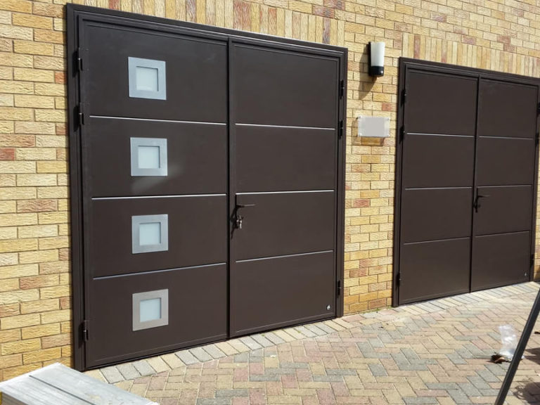 A pair of side hinged doors