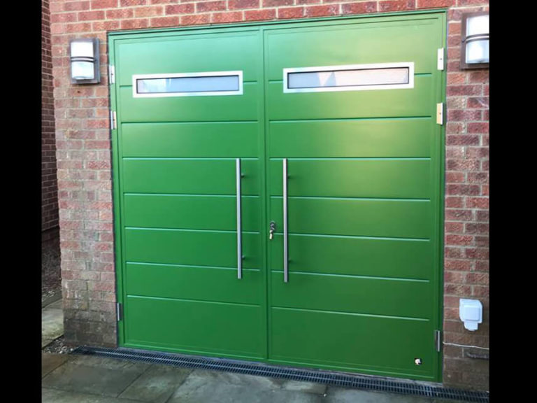 Side hinged door - oblong windows & pull handles