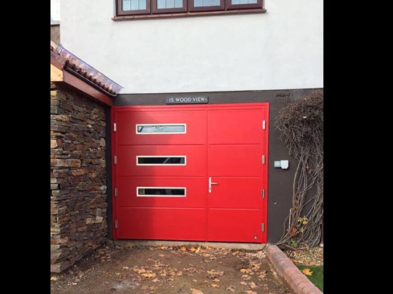 Side hinged door with oblong windows