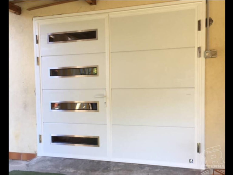 Side hinged door with oblong windows