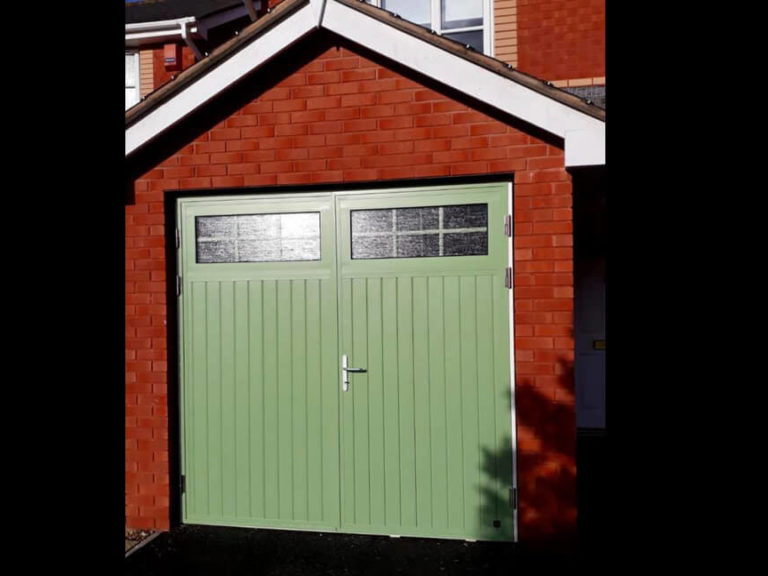 Traditional design side hinged garage door
