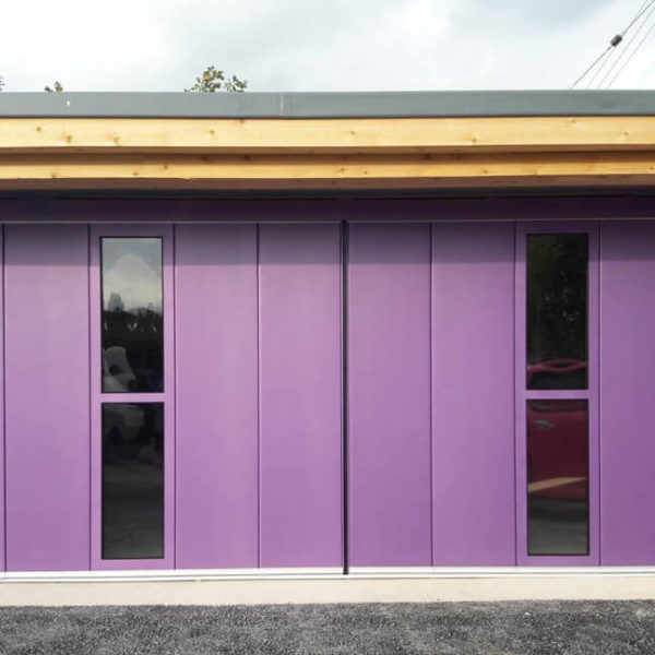 Bi-parting sliding door with glazed panels