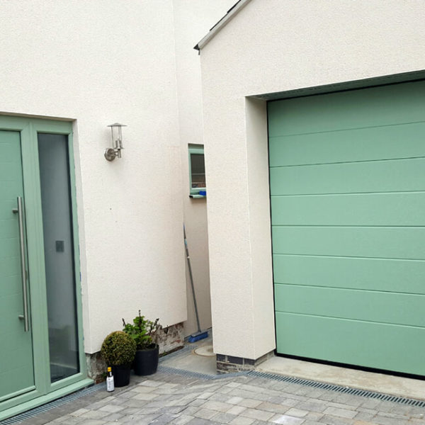 Front & garage door in Chartwell green