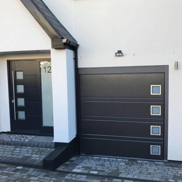 Front door glazing with 'etched' house number