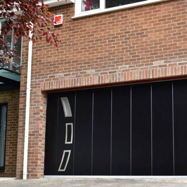 Front & sliding garage door with 'Sails' design windows and appliques